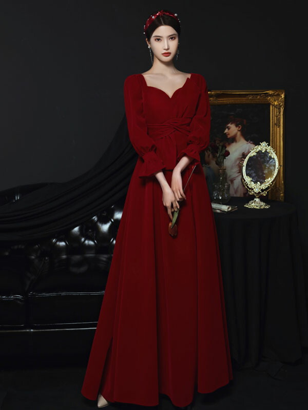 色合いお召しもの チャック 寄りあいお召しもの フォーマルドレス ロングお召しもの 長袖 天鵝絨 成年者 御芽出度 二次会 告げ知らせる会 ぶどう酒赤いこと 秋冬 御芽出度お召しもの お客さまお召しもの ロング捩り 赤 ウェディングドレス 夕まぐれお召しもの かき鳴らす会 交歓会 A生産ラインお召しもの
