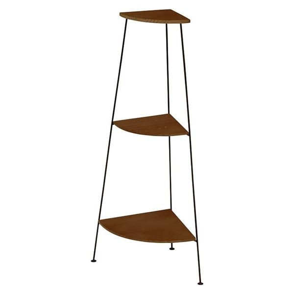 コーナーラック/収納棚 (幅30cm ブラック) 3段 スチール パイン集成材 KR-3847BK (リビング)
