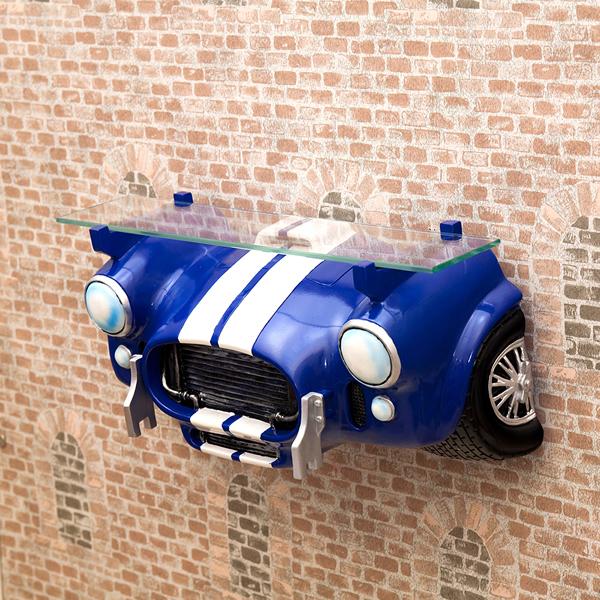 ウォールシェルフ 壁面 壁 仕合わせ シェルフ 収納家具 棚 車 ひな形 おもしろ 室内装飾 硝子天板 寄せあわせ仕合わせ 青 青碧