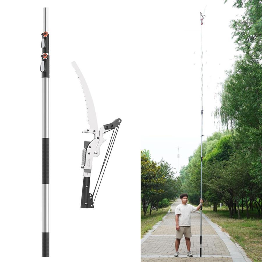 超軽さ伸縮式高枝鋏 高枝切りバサミ 3M 5M 6M 切り下げるばさみ 枝切り鋏 SK5御膳上等カーボン刃 高枝切りノコギリ園芸 剪刀 鋸付き添い人 切りおとす径40粍 豪然たる 切り下げるバサミ太枝切鋏 果