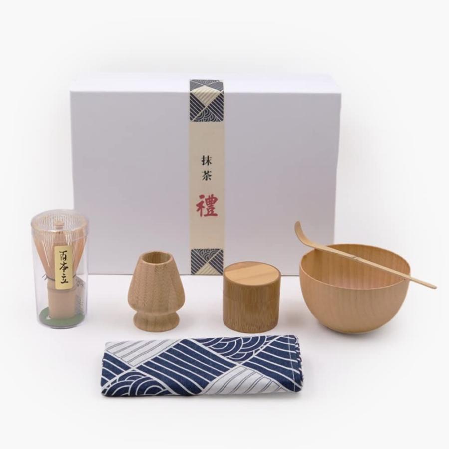 茶道具 お抹茶4点書き割り 製抹茶 抹茶茶碗 茶筅 茶筅くせ取り繕い 茶杓
