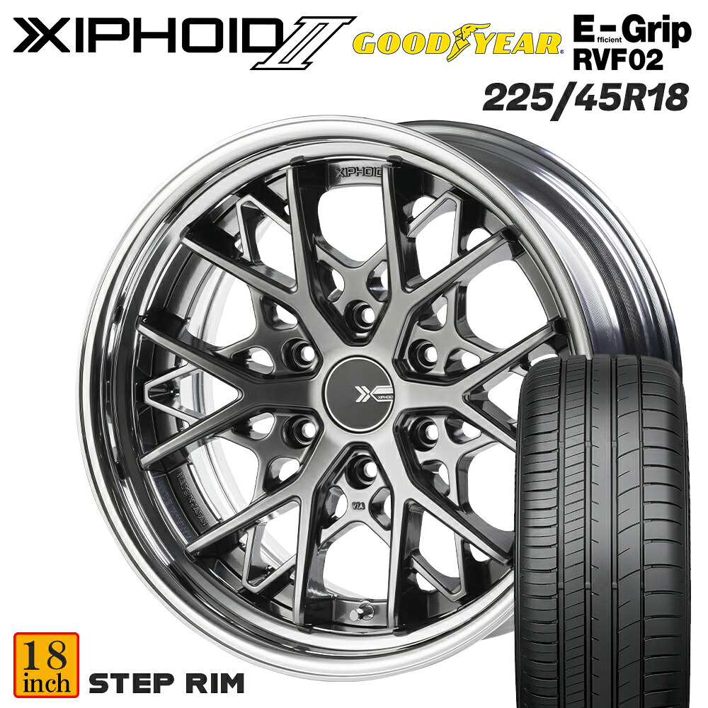 ハイエース ホイール 【XIPHOID2】 2ピースホイール GOODYEAR EfficientGrip RVF02 グッドイヤー エフィシェントグリップ RVF02 【225/45R/18】 タイヤセット 4本セット 1型~8型、9型適合|舞杏~BUAN~