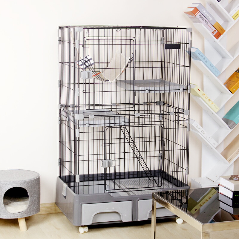 【15%OFF★マラソンプレ】猫 ケージ キャットケージ 2段 猫トイレ付 キャスター付 ハンモック付 猫ゲージ おしゃれ キャットハウス ネコ ハウス 多段 留守番 保護 脱走防止 多頭飼い 多頭 スチール ペットケージ 新作