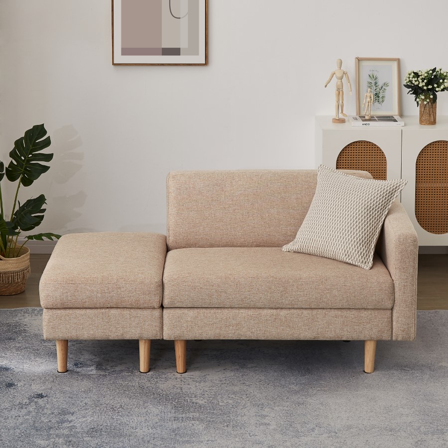 【12%OFF+最大P8倍★24Hだけ!】One Arm 2 Seater sofa+Ottoman ソファ 2人掛け 収納付き オットマン付き ファブリック 肘掛け 木脚外し可能 ローソファ コンパクト ひとり暮らし カウチソファー BLGY