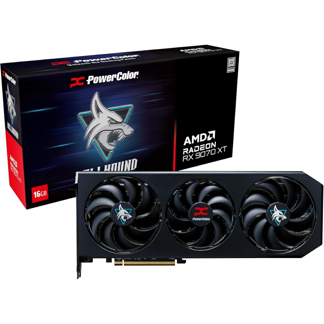 Power Color AMD Radeon RX9070XT 積み上げる グラフィックゲーム盤 GDDR6 16GB Hell Hound 力強さ色つや RX9070XT 16G-L/OC GPU グラボ