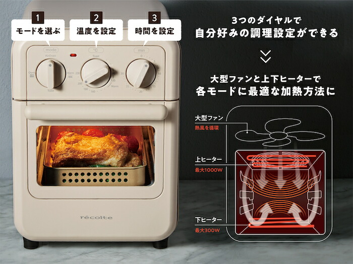 納得できる割引 RFT-1 レコルト エアーオーブントースター recolte ノンフライオーブン 小型 2枚焼き 縦型 コンベクションオーブン  ノンフライヤー トースター オーブントースター 電気フライヤー レシピ付き おしゃれ キッチン 家電 プレゼント fucoa.cl