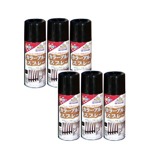 アサヒペン カラーアルミスプレー ３００ＭＬ 黒 内箱入り６本セット｜buckteeth shop 店 7,708円