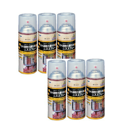 アサヒペン 屋外用ニススプレー 300ML 透明(クリヤ) 内箱入り6本セット