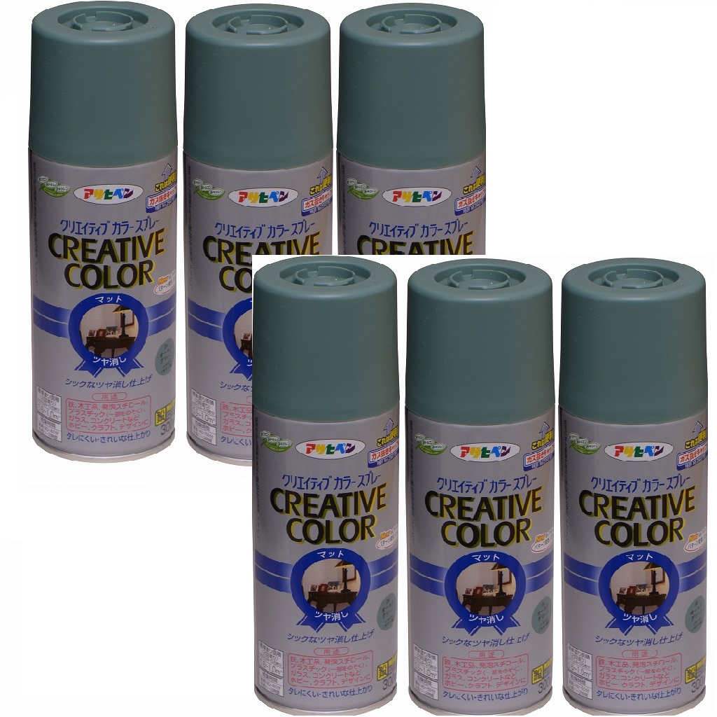 アサヒペン クリエイティブカラースプレー ３００ＭＬ ０４オールドグリーン 内箱入り６本セット