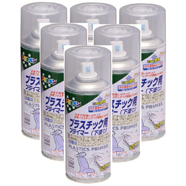 アサヒペン プラスチック用プライマースプレー ３００ＭＬ クリヤ 内箱入り６本セット