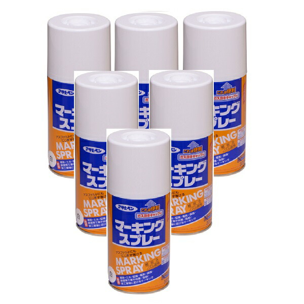 アサヒペン マーキングスプレー ３００ＭＬ 白 内箱入り６本セット
