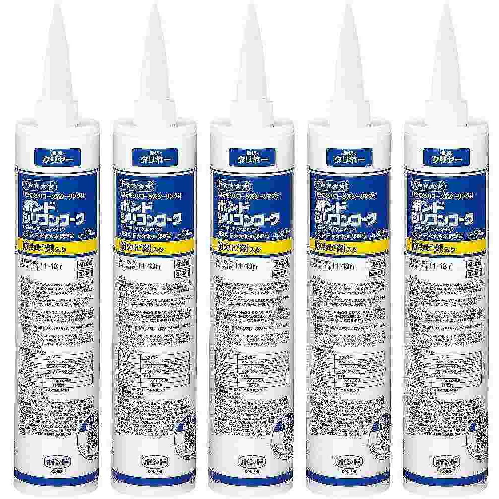 コニシ　シリコンコーク防かび剤入　クリヤー　３３０ｍｌ　＃５９０８４ 5個セット