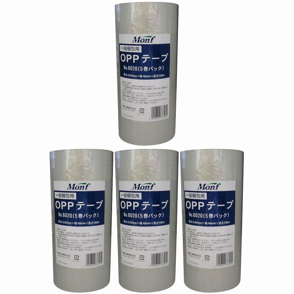 古藤工業 - ＯＰＰ粘着テープ - クリア - ４８ｍｍ×１００ｍ - Ｎｏ．６０２０ 4個セット