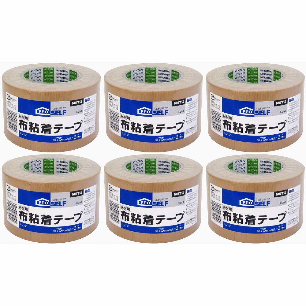 ニトムズ ＃７５０　ＰＯＳ　布テープ　シュリンク　７５Ｘ２５ J5050 6個セット