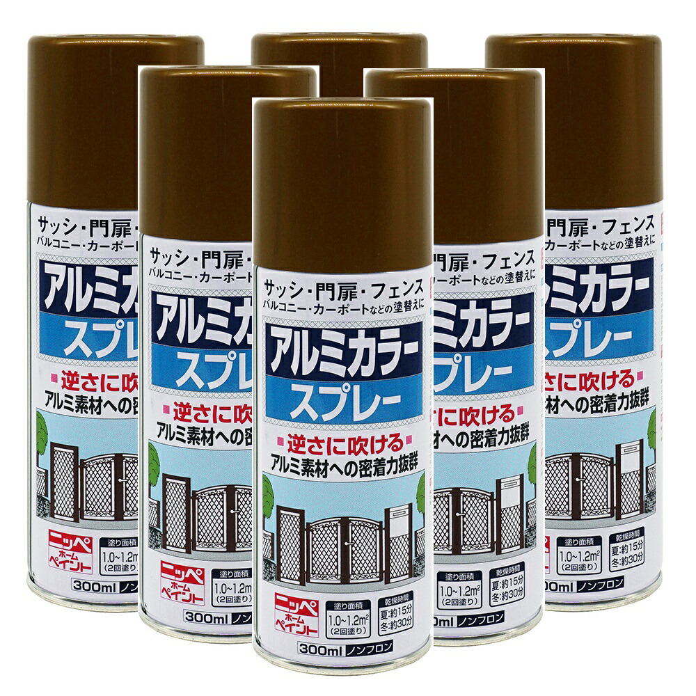 ニッペホームプロダクツ 軽銀色つや吹き付ける（新） ０８ゴールドメタリック 300ML 日本絵の具 ６本仕掛ける