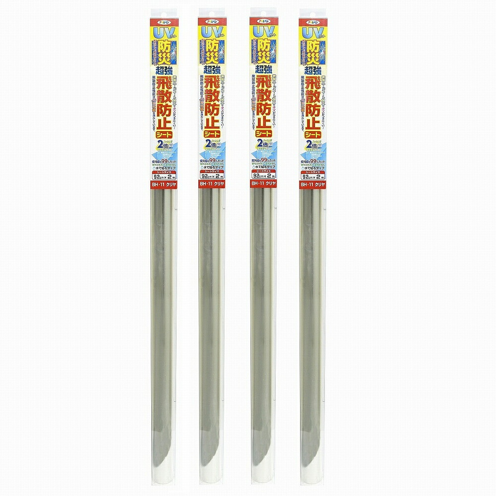 アサヒペン ＵＶカット防災超強飛散防止シート ９２ＣＭＸ２Ｍ ＢＨ&minus;１１　クリヤ 4本セット｜buckteeth shop 店