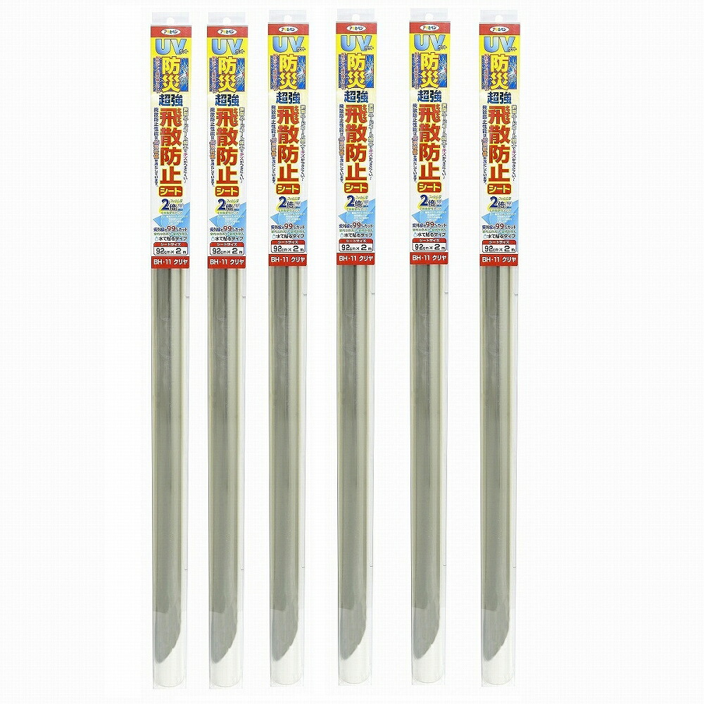 アサヒペン ＵＶカット防災超強飛散防止シート ９２ＣＭＸ２Ｍ ＢＨ－１１　クリヤ 6本セット