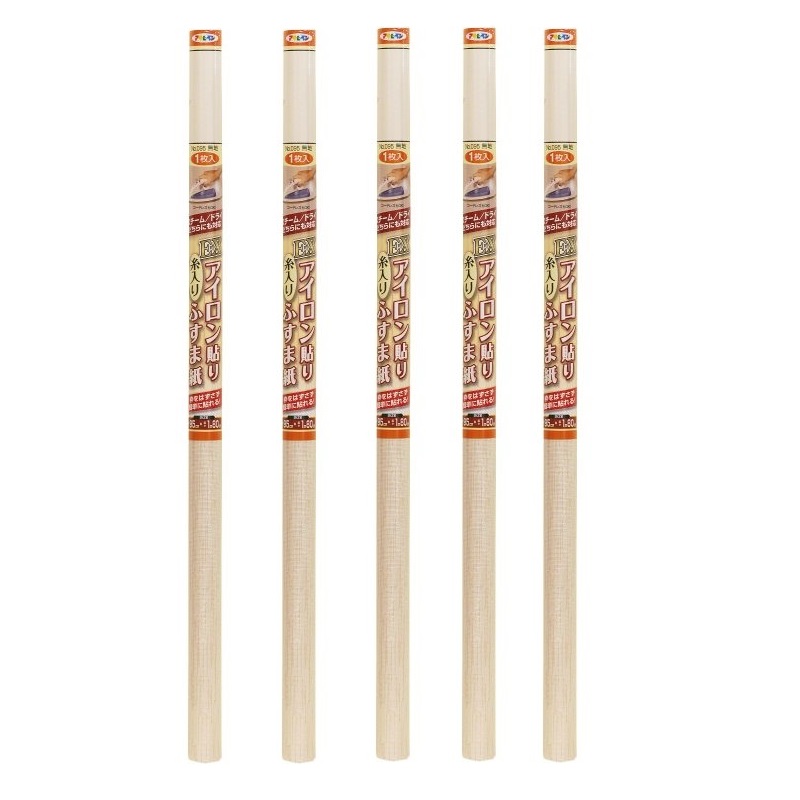 アサヒペン ＥＸアイロン貼り糸入りふすま紙 ９５ＣＭＸ１８０ＣＭ Ｎｏ．０９５無地 5本セット