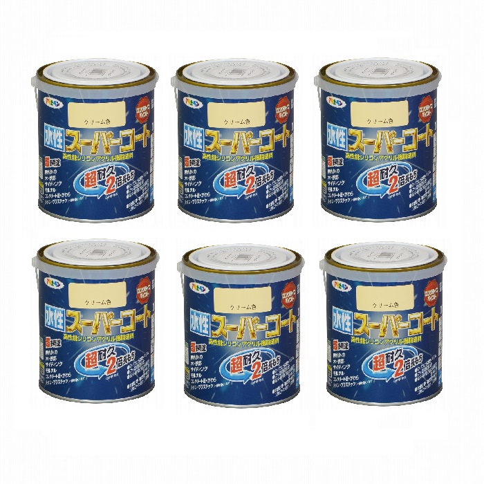 アサヒペン 水性スーパーコート 0.7L クリーム色 6缶セット|buckteeth shop 店