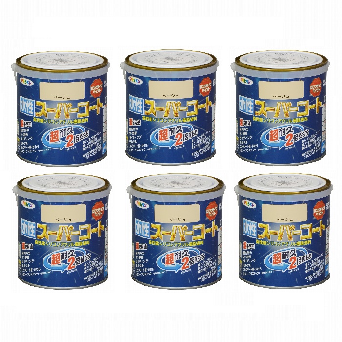 アサヒペン 水性スーパーコート 0.7L ベージュ 6缶セット|buckteeth shop 店