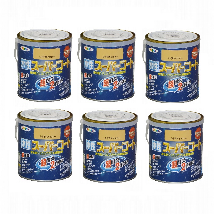 アサヒペン 水性スーパーコート ０．７Ｌ シトラスイエロー 6缶セット｜buckteeth shop 店