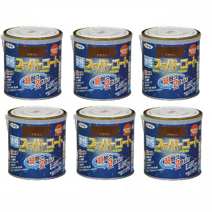 アサヒペン 水性スーパーコート 0.7L ブラウン 6缶セット|buckteeth shop 店