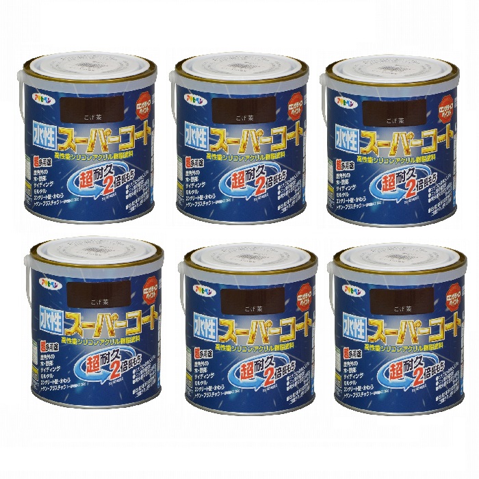 アサヒペン 水性スーパーコート 0.7L こげ茶 6缶セット|buckteeth shop 店