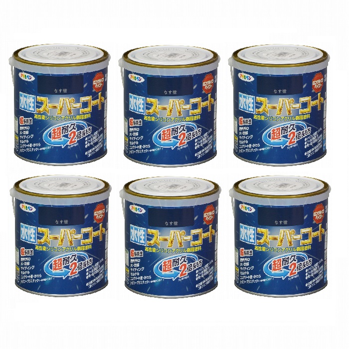 アサヒペン 水性スーパーコート 0.7L なす紺 6缶セット|buckteeth shop 店