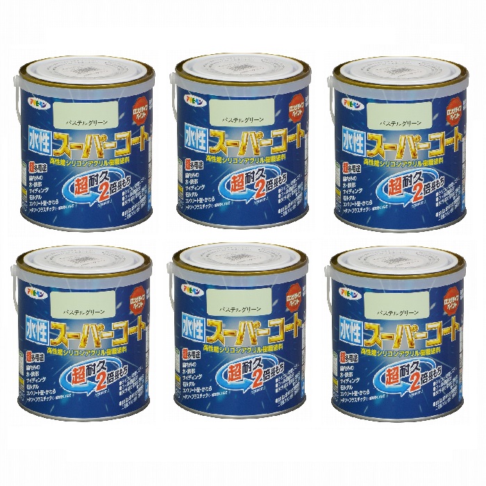 アサヒペン 水性スーパーコート 0.7L パステルグリーン 6缶セット|buckteeth shop 店