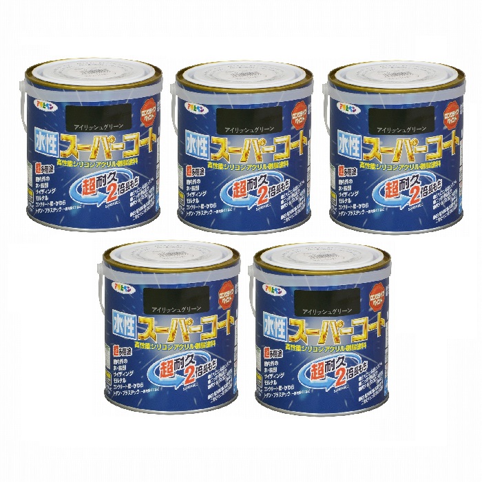 アサヒペン 水性スーパーコート ０．７Ｌ アイリッシュグリーン 5缶セット｜buckteeth shop 店 8,968円