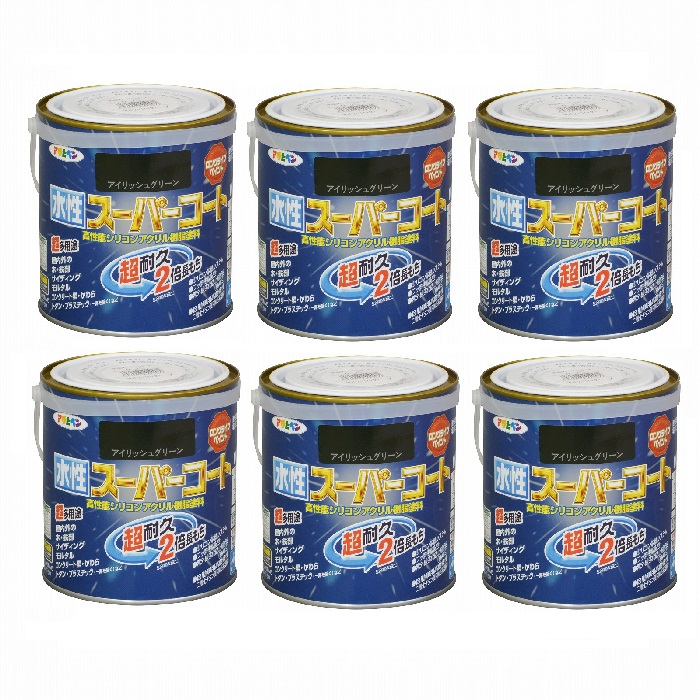 アサヒペン 水性スーパーコート 0.7L アイリッシュグリーン 6缶セット|buckteeth shop 店