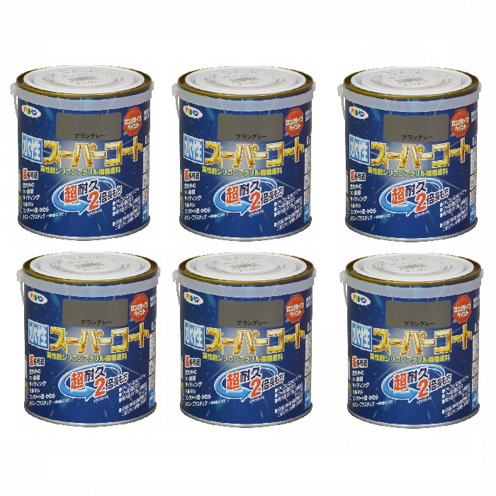 アサヒペン 水性スーパーコート 0.7L ブラングレー 6缶セット|buckteeth shop 店