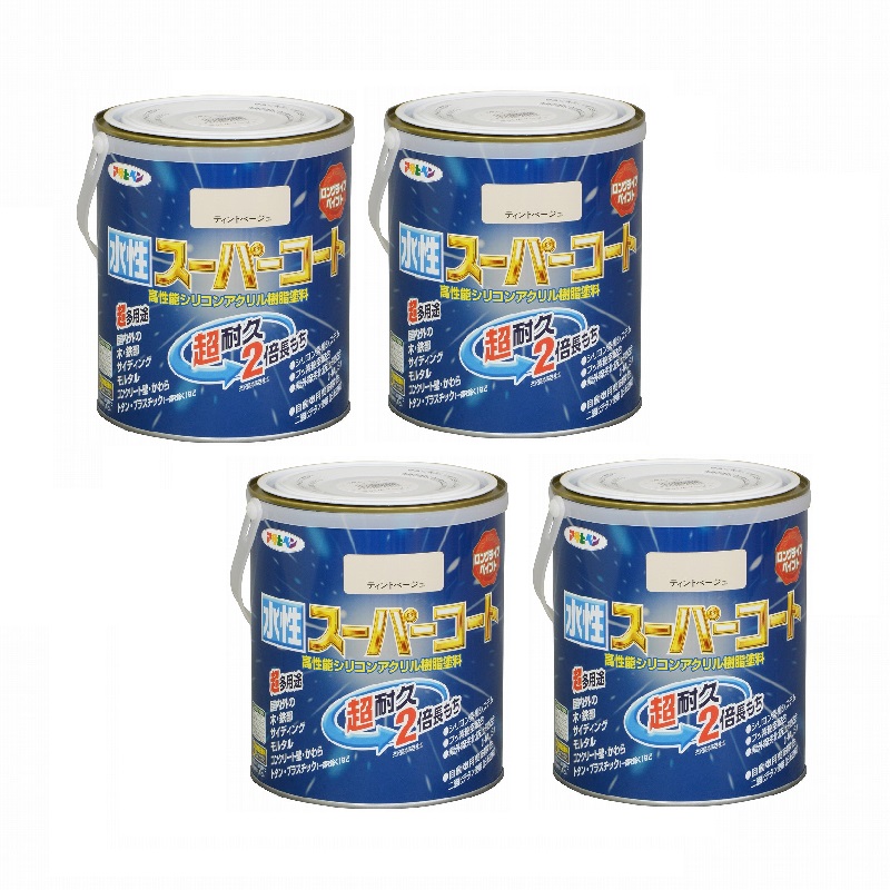 アサヒペン 水性スーパーコート １．６Ｌ ティントベージュ 4缶セット｜buckteeth shop 店