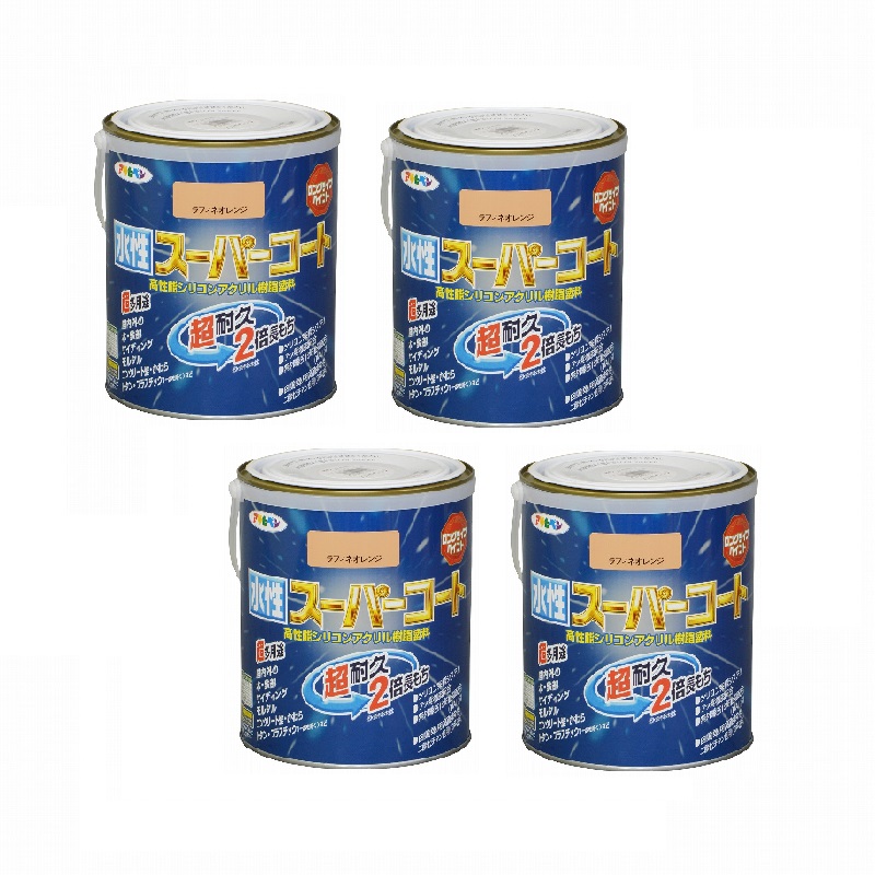 アサヒペン 水性スーパーコート １．６Ｌ ラフィネオレンジ 4缶セット｜buckteeth shop 店