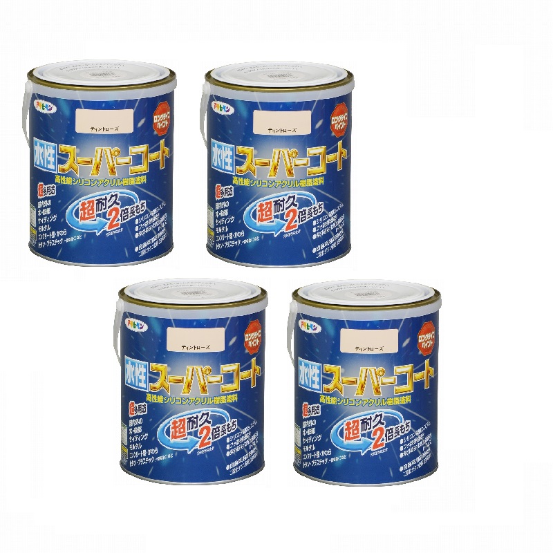アサヒペン 水性スーパーコート １．６Ｌ ティントローズ 4缶セット