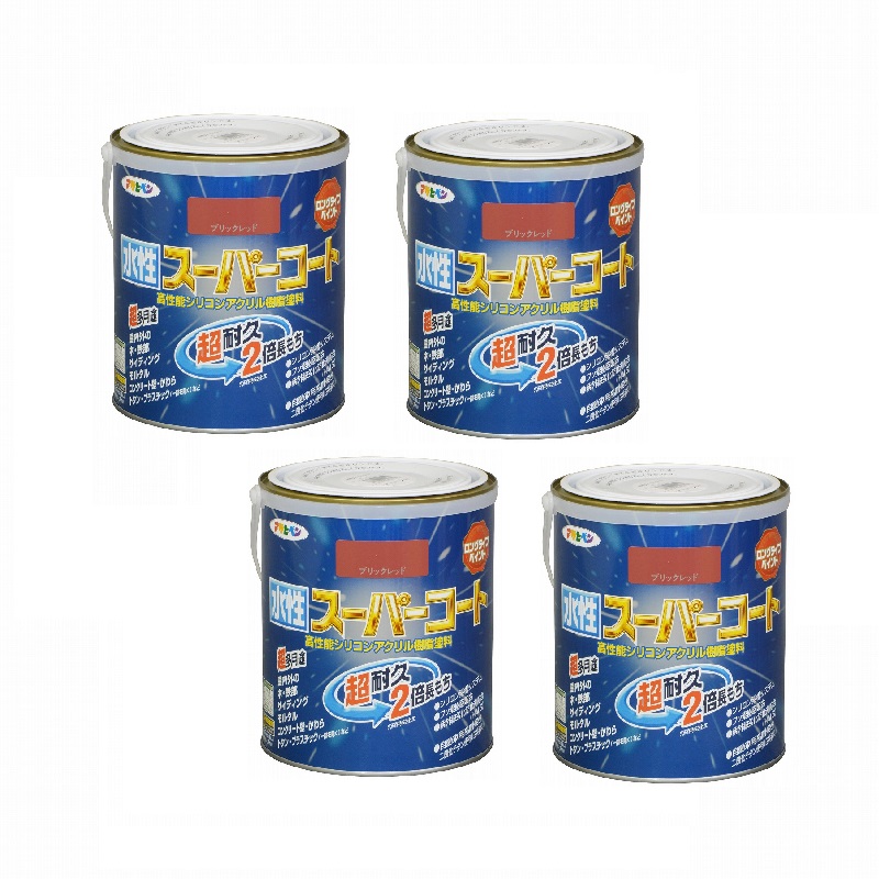 アサヒペン 水性スーパーコート １．６Ｌ ブリックレッド 4缶セット 10,669円
