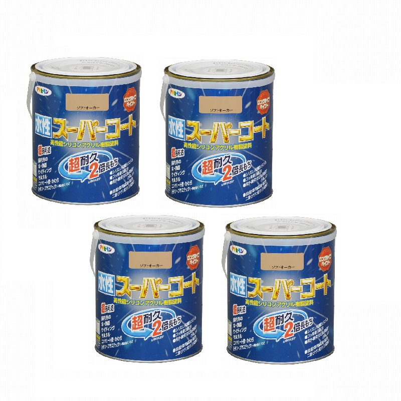 アサヒペン 水性スーパーコート １．６Ｌ ソフトオーカー 4缶セット 10,974円
