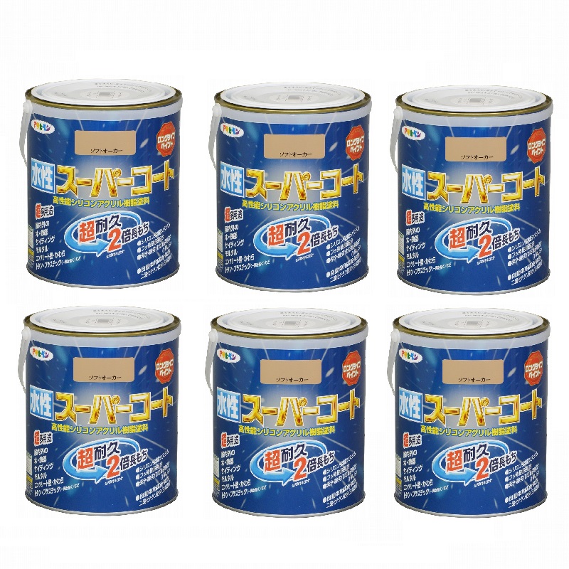 アサヒペン 水性スーパーコート １．６Ｌ ソフトオーカー 6缶セット
