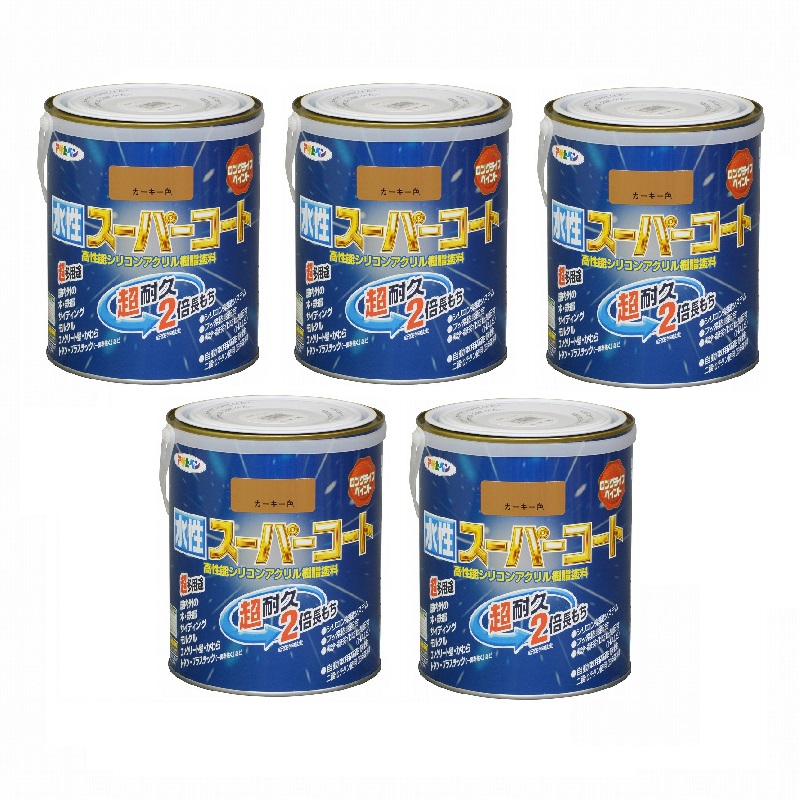 アサヒペン 水性スーパーコート １．６Ｌ カーキー 5缶セット