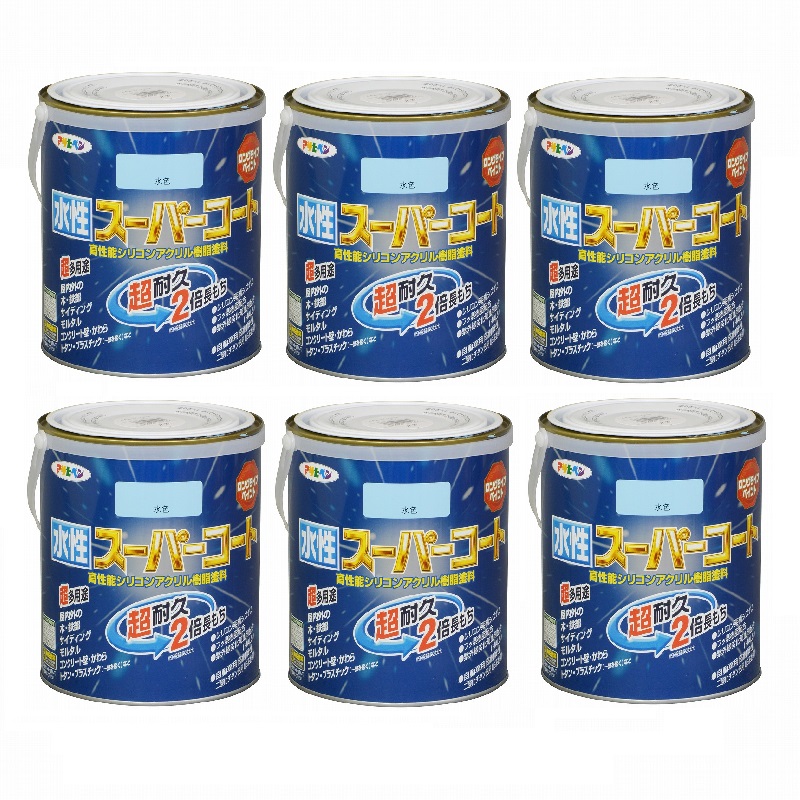 アサヒペン 水性スーパーコート １．６Ｌ 水色 6缶セット｜buckteeth shop 店