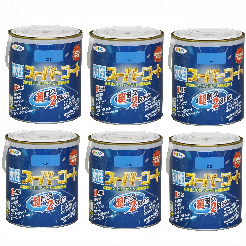 アサヒペン 水性スーパーコート １．６Ｌ 空色 6缶セット