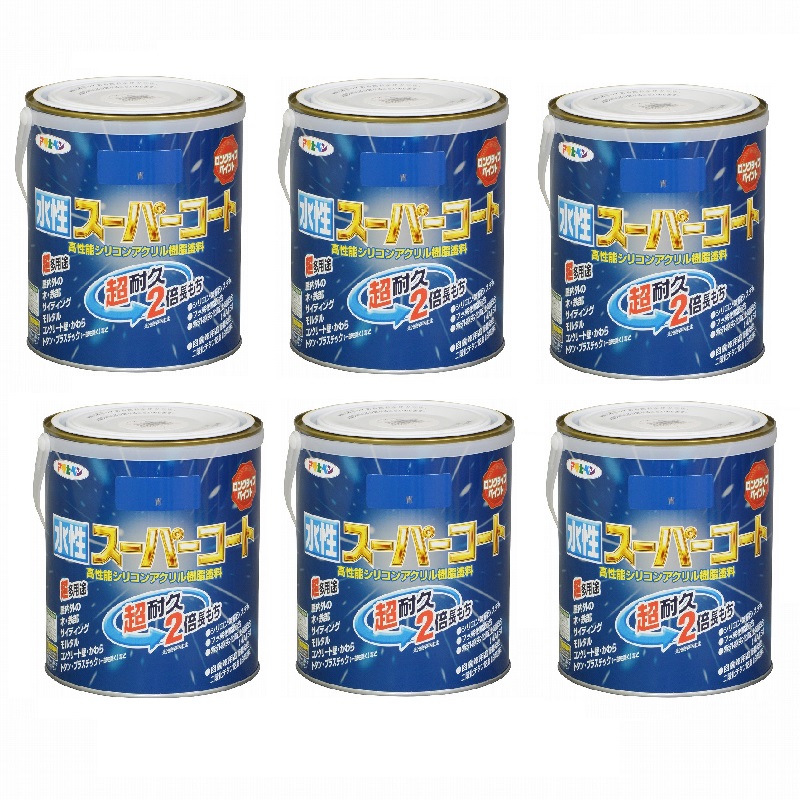 アサヒペン 水性スーパーコート １．６Ｌ 青 6缶セット｜buckteeth shop 店