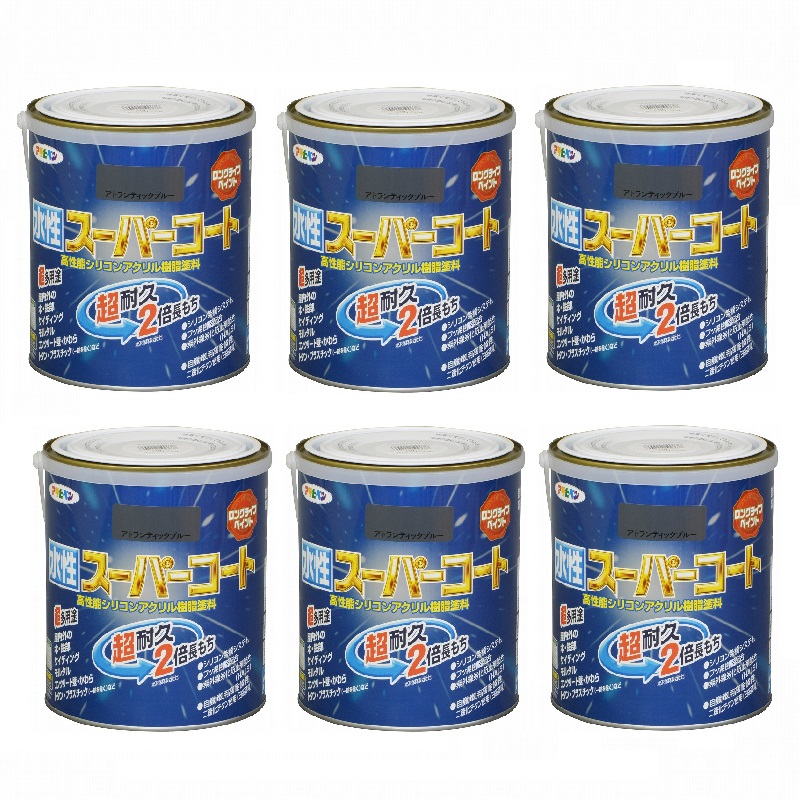 アサヒペン 水性スーパーコート １．６Ｌ アトランティックブルー 6缶セット