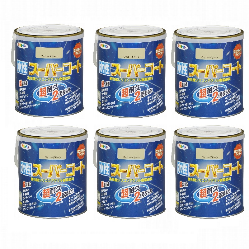 アサヒペン 水性スーパーコート 1.6L ウィニーグリーン 6缶セット|buckteeth shop 店
