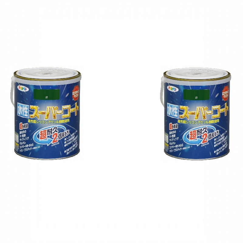 アサヒペン 水性スーパーコート １．６Ｌ 緑 2缶セット