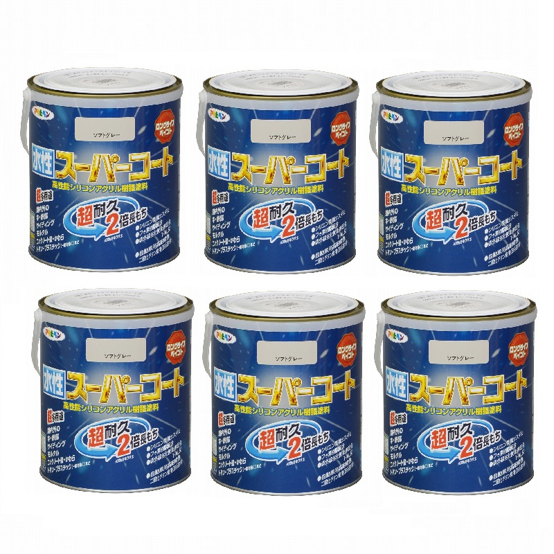 アサヒペン 水性スーパーコート １．６Ｌ ソフトグレー 6缶セット 16,877円
