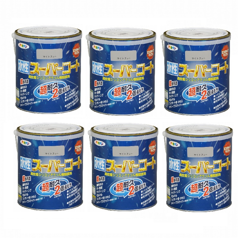 アサヒペン 水性スーパーコート １．６Ｌ ライトグレー 6缶セット