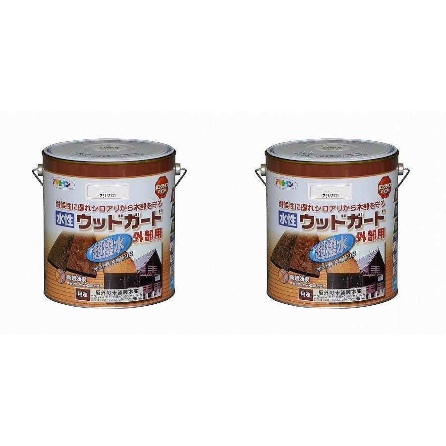アサヒペン 水性ウッドガード外部用 3L クリヤ 01 2缶セット|buckteeth shop 店