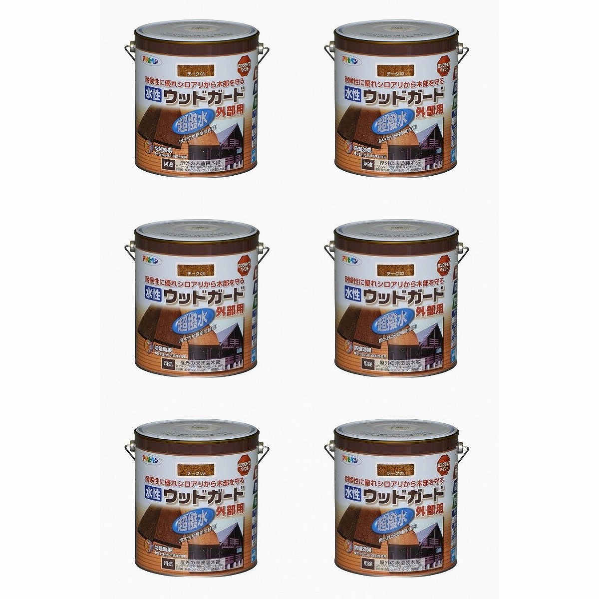 アサヒペン 水性ウッドガード外部用 ３Ｌ チーク　０３ 6缶セット｜buckteeth shop 店