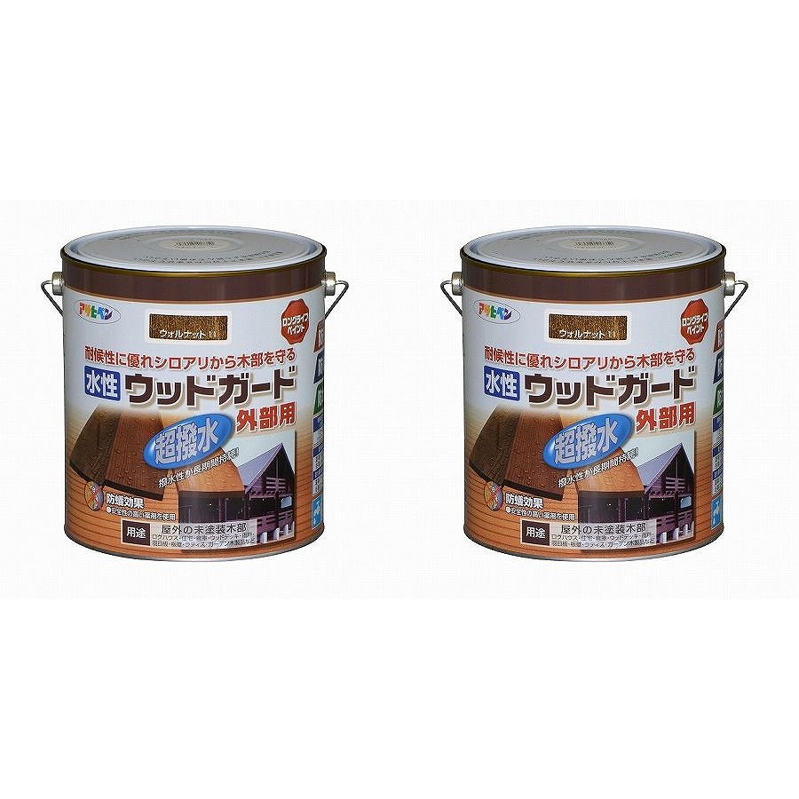 アサヒペン 水性ウッドガード外部用 3L ウォルナット 11 2缶セット|buckteeth shop 店